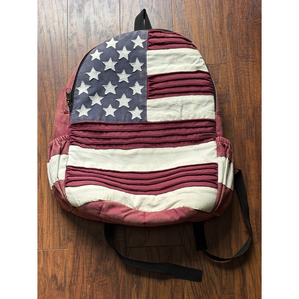 The Collection Royal Backpack American Flag Nepali Hippie Boho Distressed 17x14"